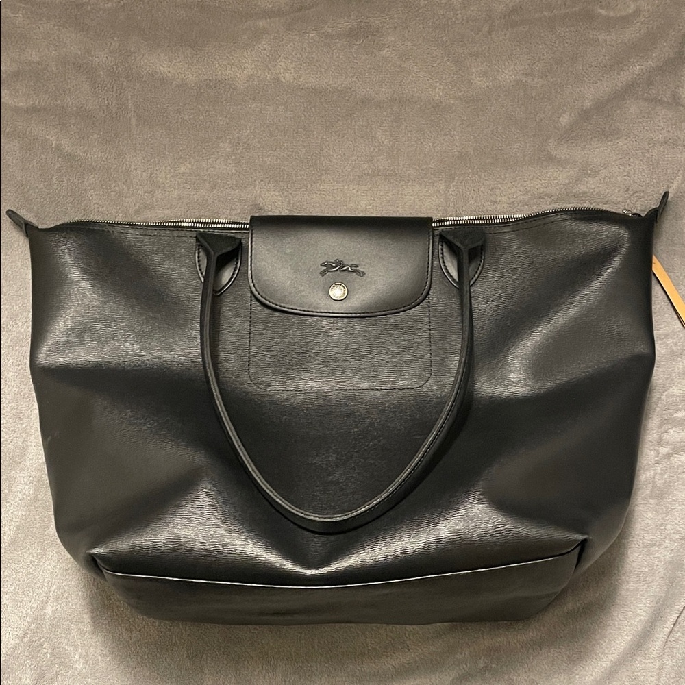 Longchamp Le Pliage Black City Shoulder Bag Tote Bag Leather